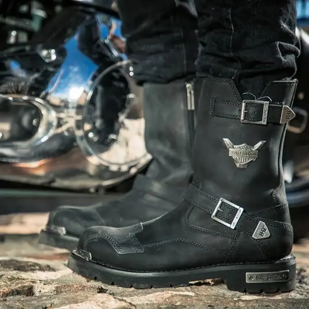 NEW Harley Davidson Stroman Motorcycle Boots Black Leather Biker Riding Mens‎